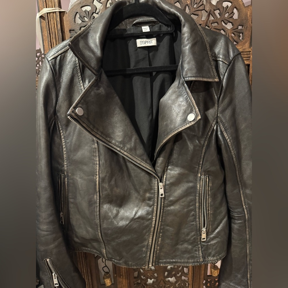 Esprit Women's Dark Leather Jacket size M